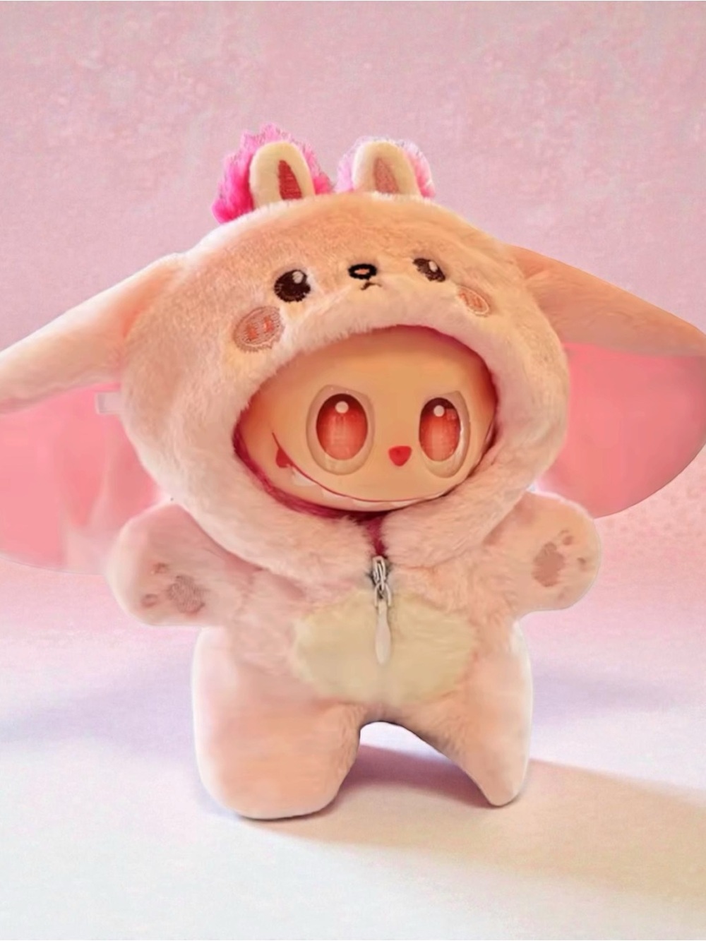 Pink Bunny-Eared Plush Doll - Adorable Pink Character